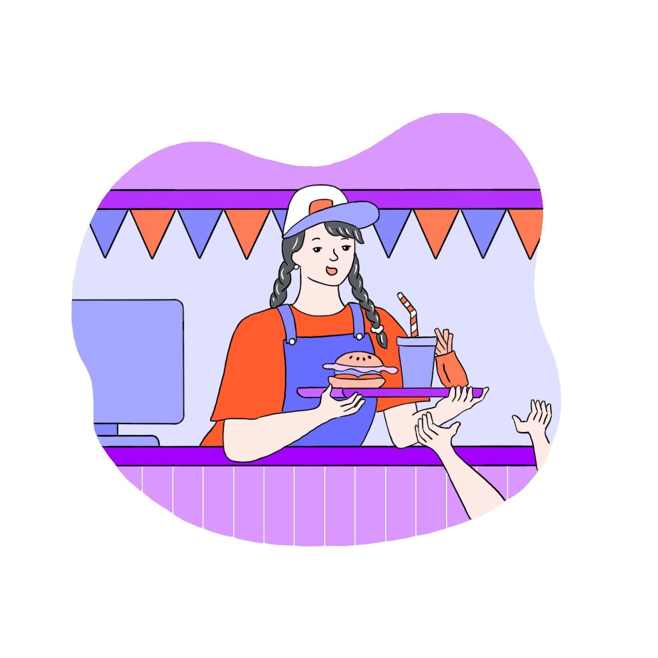 Happy vendor serving